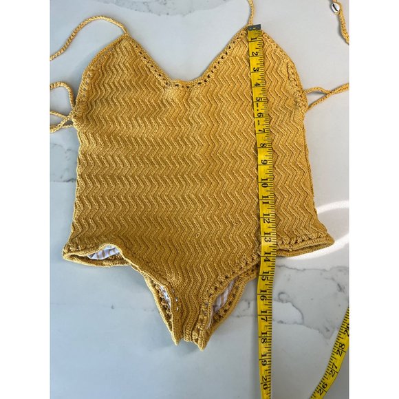 She Made Me crocheted one piece swimsuit yellow size SM - Picture 14 of 14